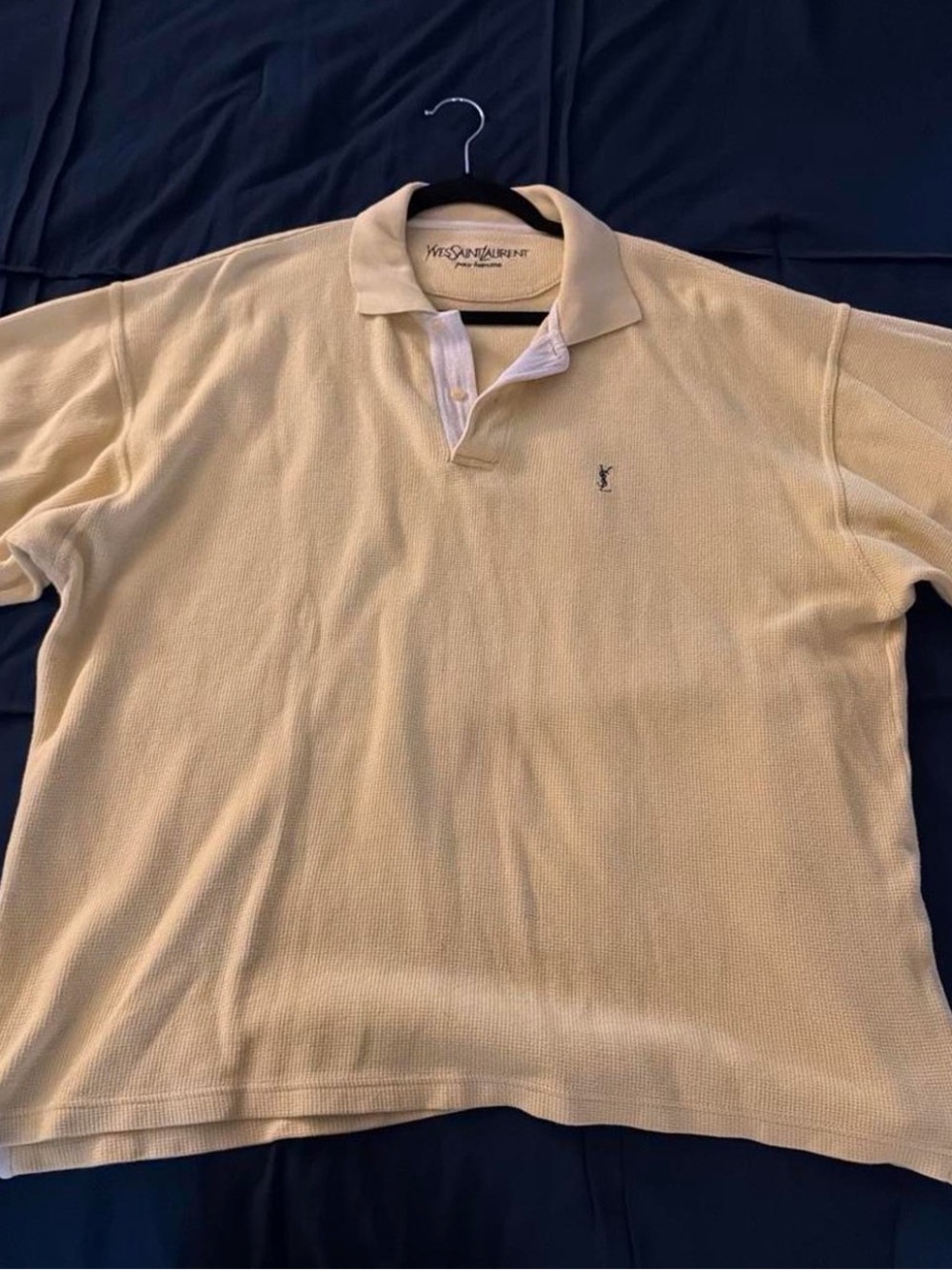 Yves Saint Laurent Men’s Polo in Pale Yellow with Embroidered Logo
